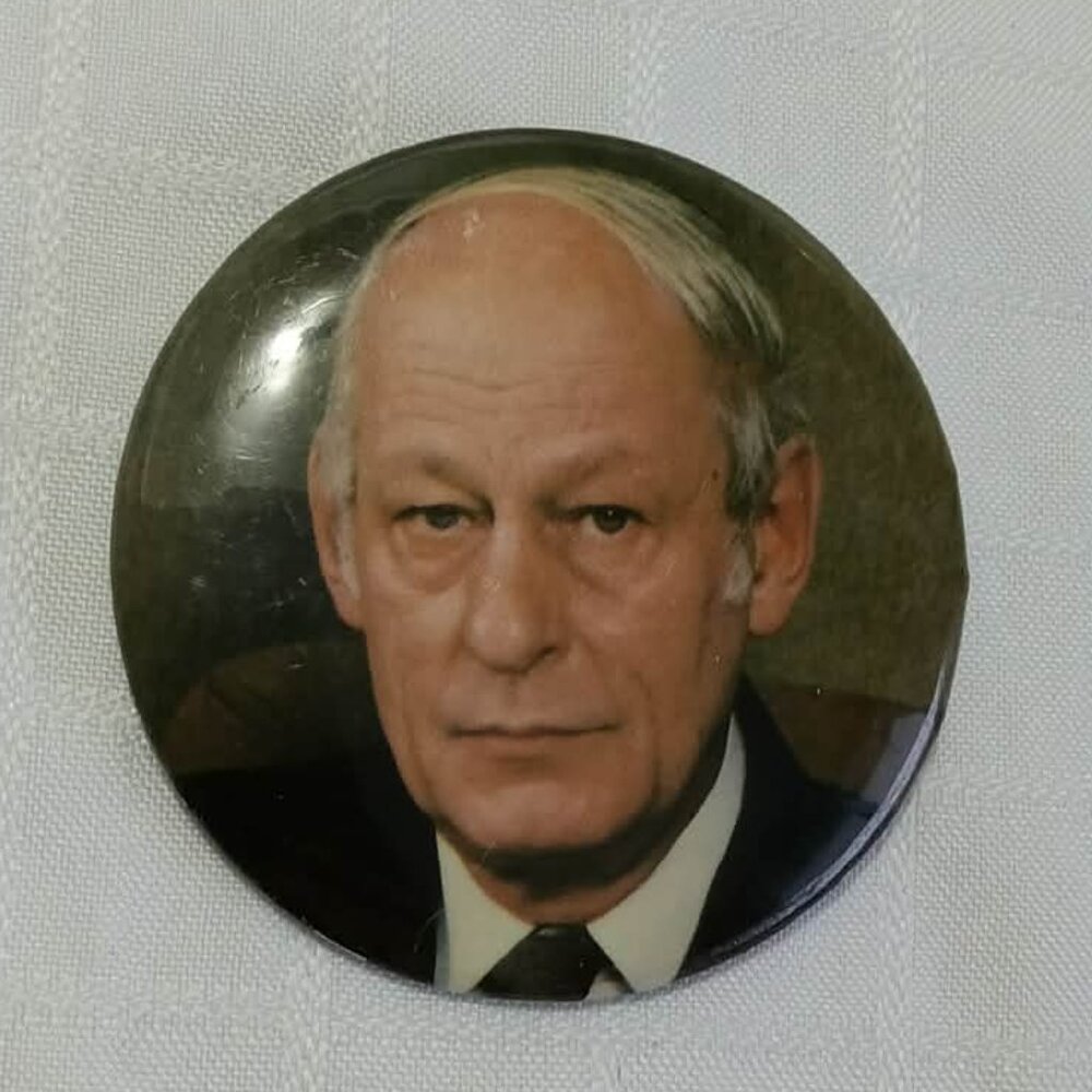 Strange & unusual vintage button pin featuring Elvis Presley (it's a joke)